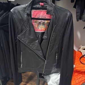 Bernardo Black Leather Bomber Jacket